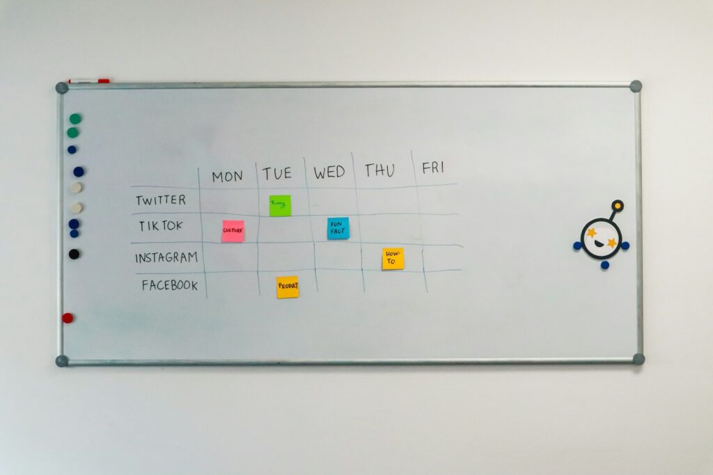 Psychologische Sicherheit stärken: Whiteboard voller Haftnotizen aus einem Team-Workshop